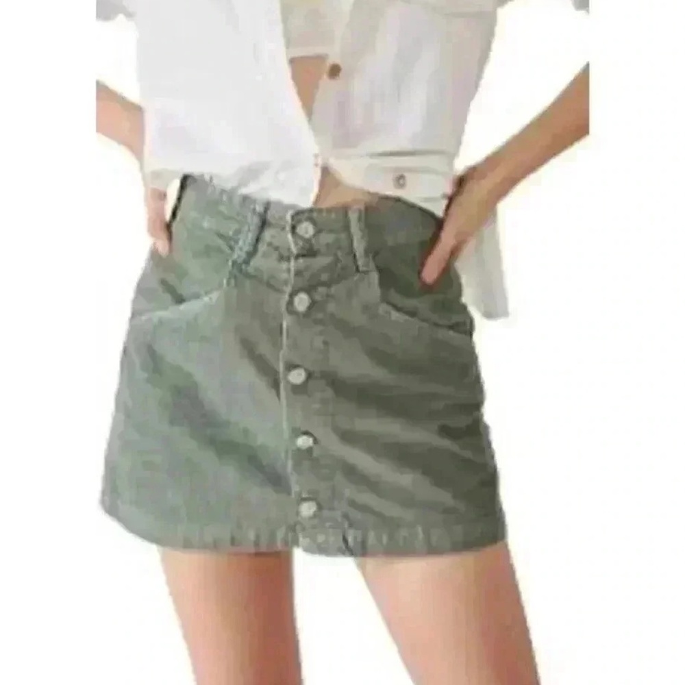 Free People Stylish Green Button-Up Skirt